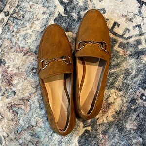 JustFab Brown Loafers with Gold Accent